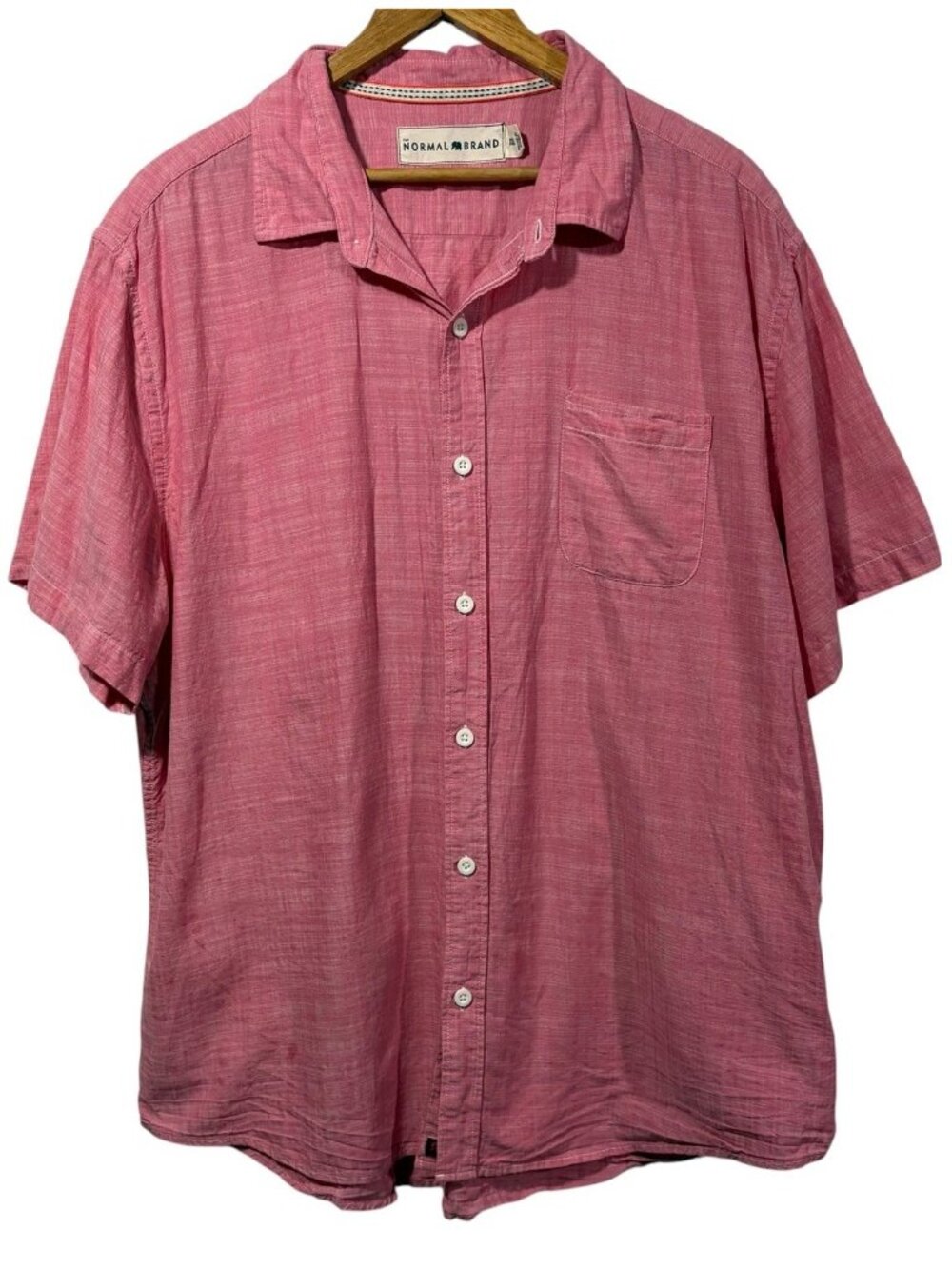 The Normal Brand Mens 100% Cotton Pink Button Up Shirt Sz XXL Preppy Casual